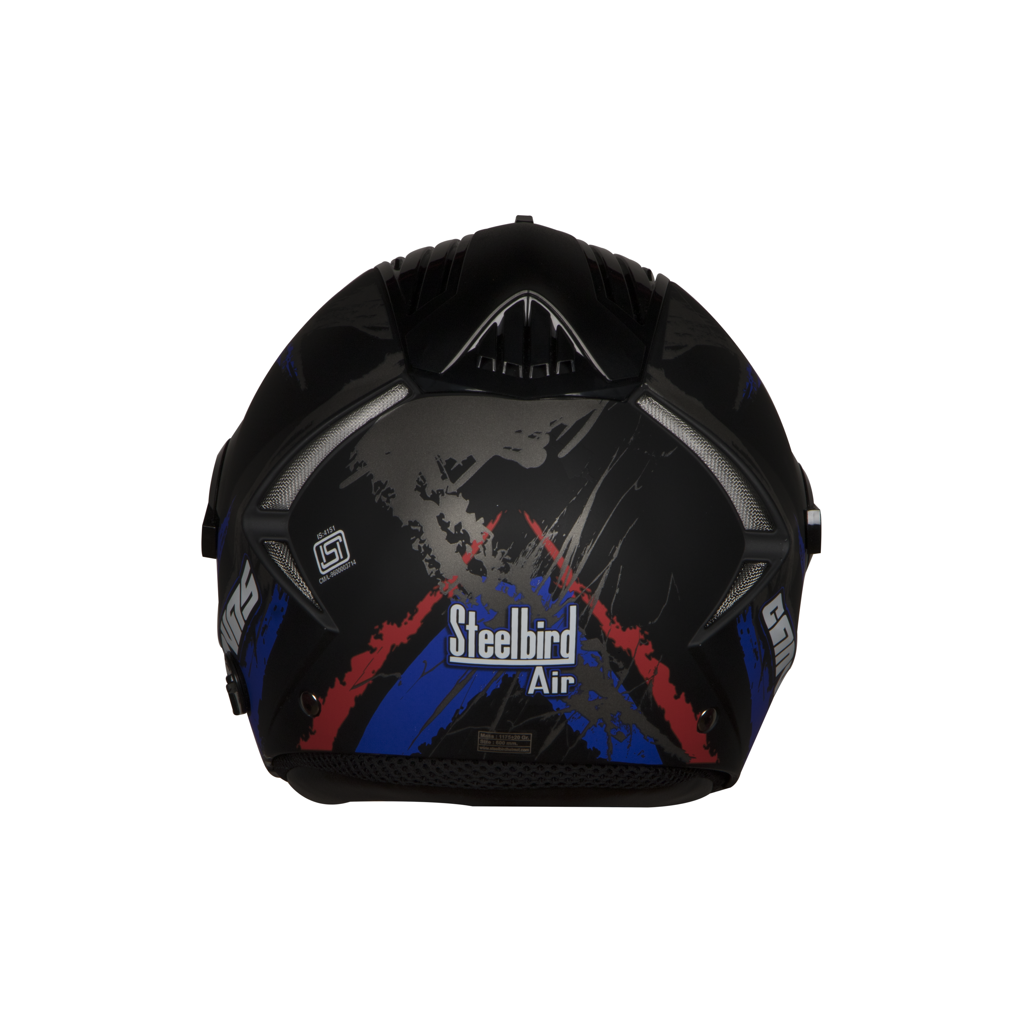 SBA-3 Canvas Mat Black With Blue ( Fitted With Clear Visor  Extra Blue Chrome Visor Free)